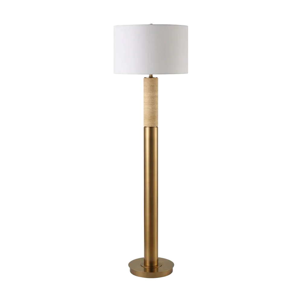 SparrowVerse Floor Lamp Gold & Travertine