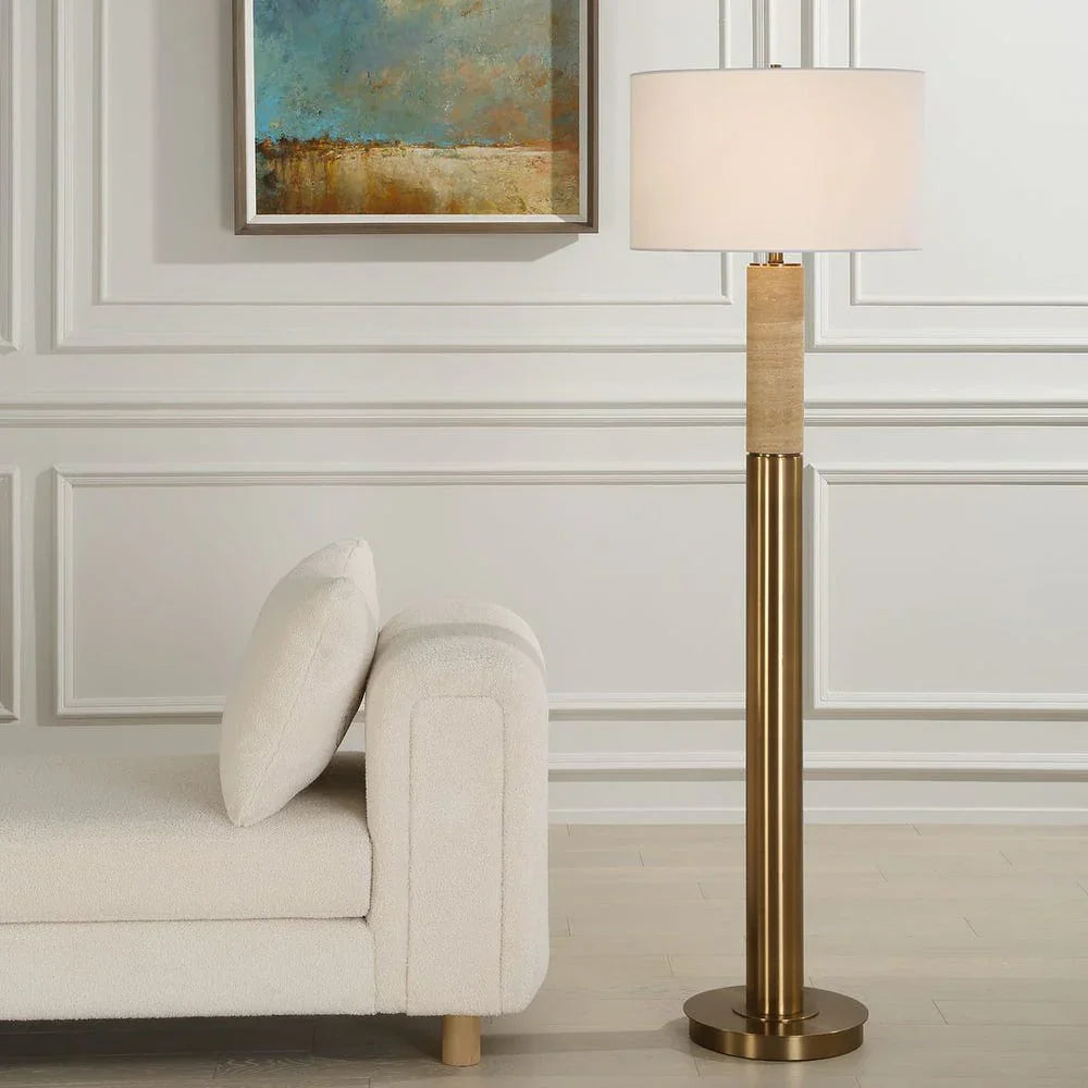 SparrowVerse Floor Lamp Gold & Travertine - Image 2